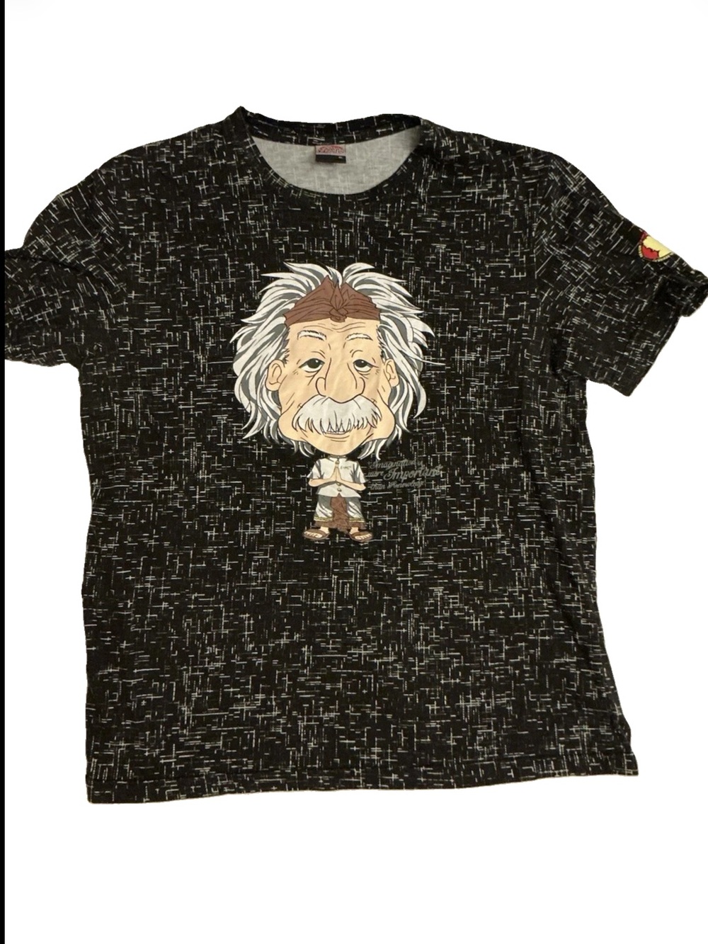 🔥 Klosna Albert Einstein Graphic Tee Shirt Black Textured Print Men XL Yoga